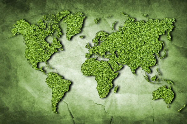 Map of world with grass — Stock Photo, Image