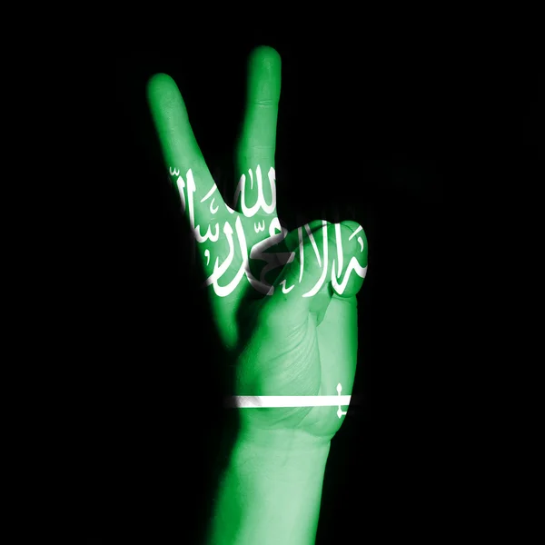 Знак мира с флагом Саудовской Аравии — стоковое фото