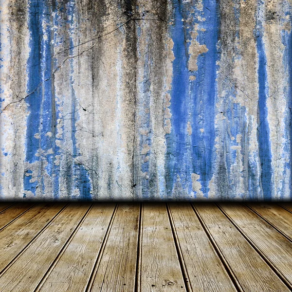 Empty room with wooden floor and old wall — Stock Photo, Image