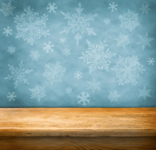 Empty table with christmas background — Stock Photo, Image