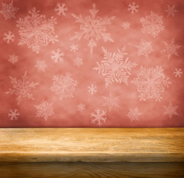 Leerer Tisch mit weihnachtlichem Hintergrund — Stockfoto