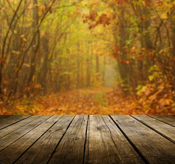 Mesa con fondo de otoño Fotos de stock libres de derechos