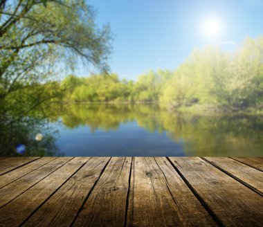 Spring lake arka plan boş bir tablo ile
