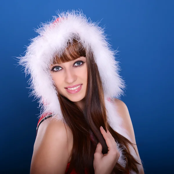 Девушка в костюме Санта-Клауса — стоковое фото