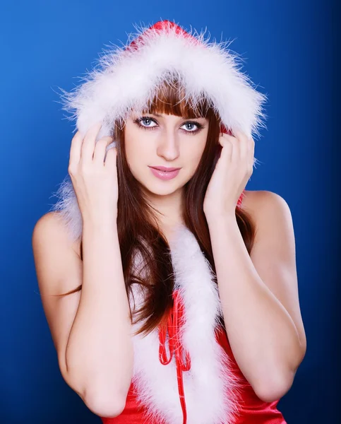 Girl in santa claus costume — Stock Photo, Image