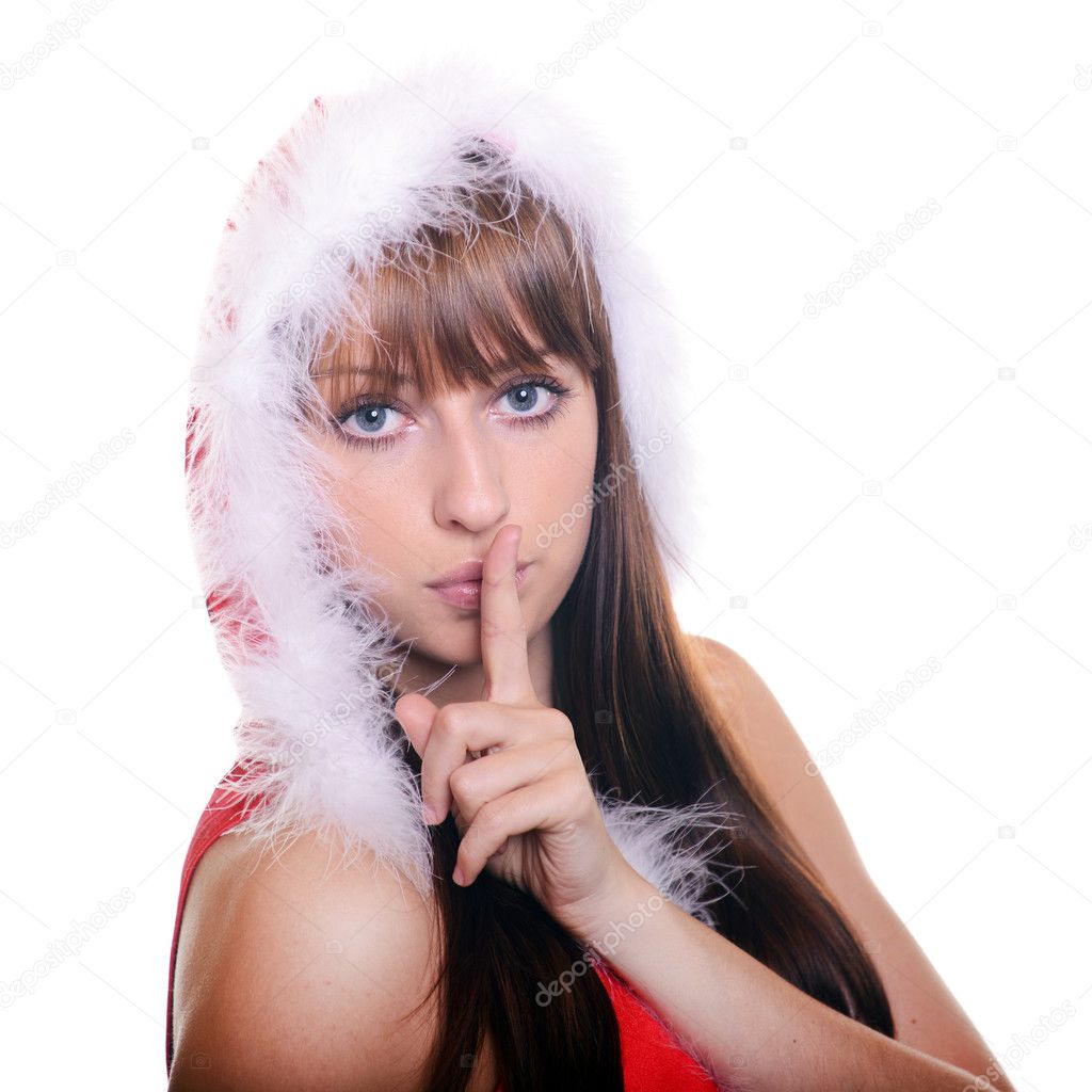 Girl in santa claus costume