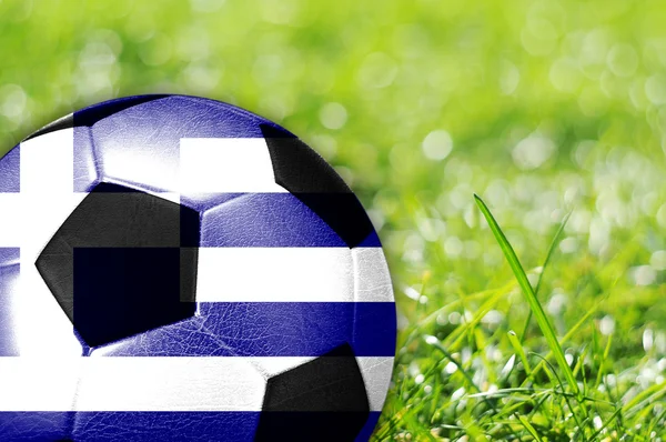 Soccer ball with flag of Greece — Stock Photo, Image