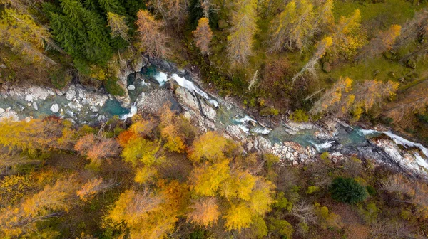 Luftaufnahme Der Berge Fluss Herbst — Stockfoto