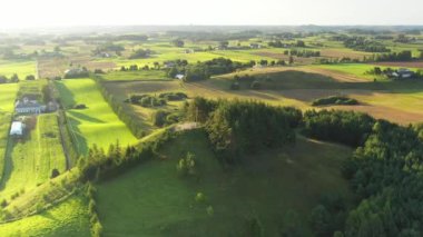 Sabahları yeşil tepelerin insansız hava aracı görüntüleri.