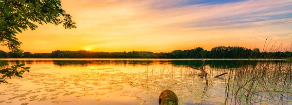 Прекрасный Летний Восход Солнца Над Озером — стоковое фото