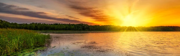 Прекрасный Летний Восход Солнца Над Озером — стоковое фото