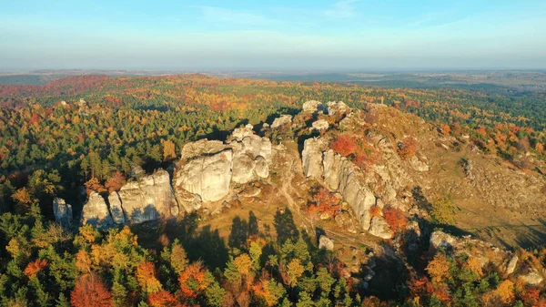 Aerial Shot Jura Krakowsko Czestochowska Autumn — Stockfoto