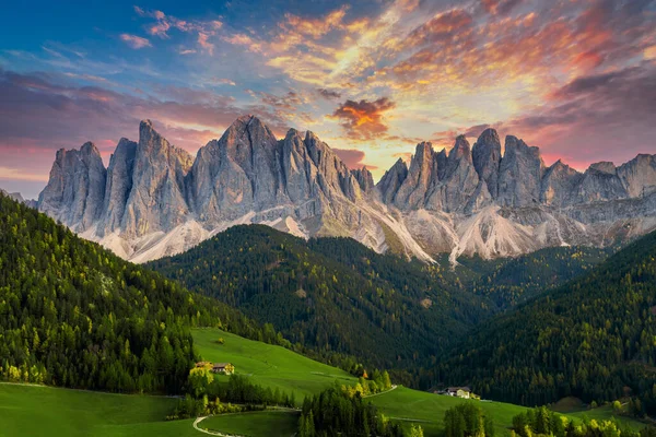 Krásná Krajina Italských Dolomitů Santa Maddalena — Stock fotografie