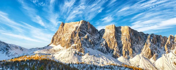 Paisagem Início Inverno Nas Montanhas Dolomite — Fotografia de Stock