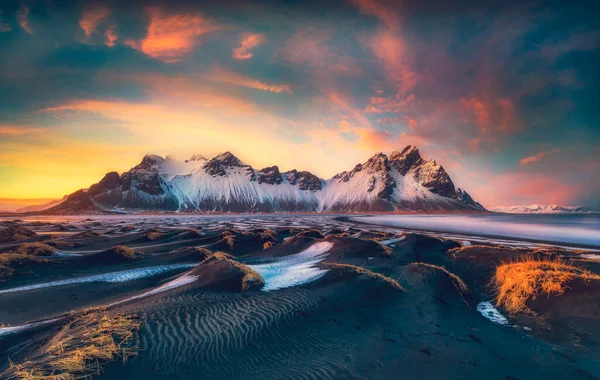 Famosa Praia Stokksness Islândia Durante Pôr Sol — Fotografia de Stock