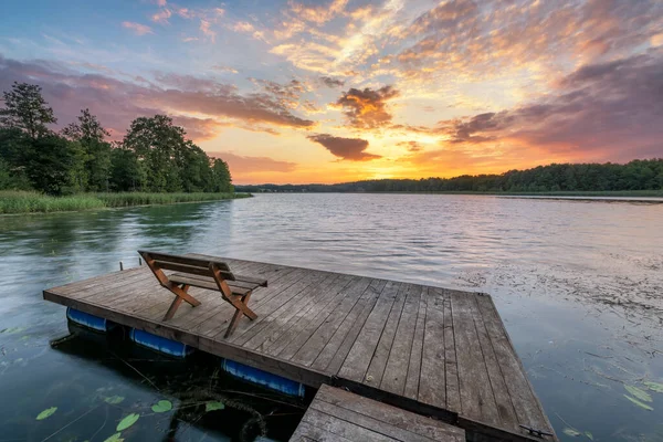 Vacker Sommar Solnedgång Sjön Strand — Stockfoto