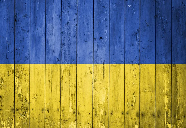 Ukrainian Flag Painted Old Wooden Fence — Stock Photo, Image