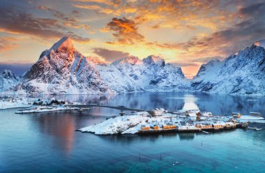 Beautiful sunrise in Norway - lofotens - Sakrisoy clipart