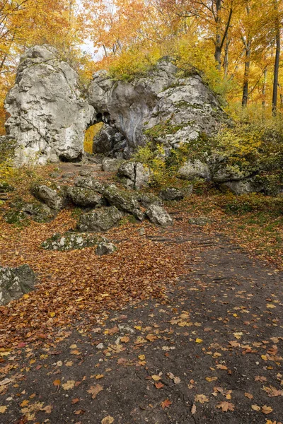 Λεγόμενη Πύλη Twardowskiego Στα Δάση Της Jura Krakowsko Czestochowska Στην — Φωτογραφία Αρχείου