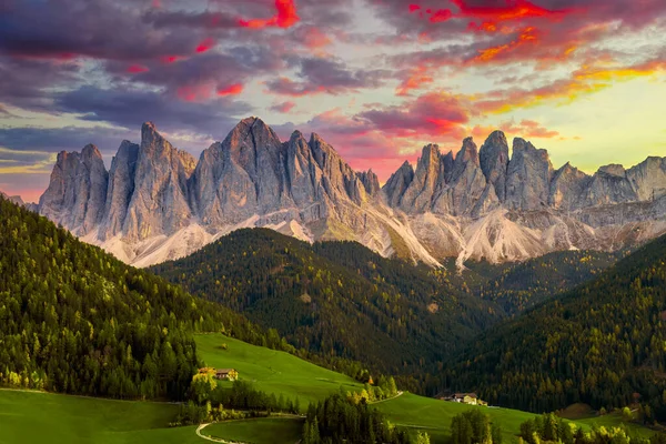 Vackert Landskap Italienska Dolomiter Santa Maddalena — Stockfoto