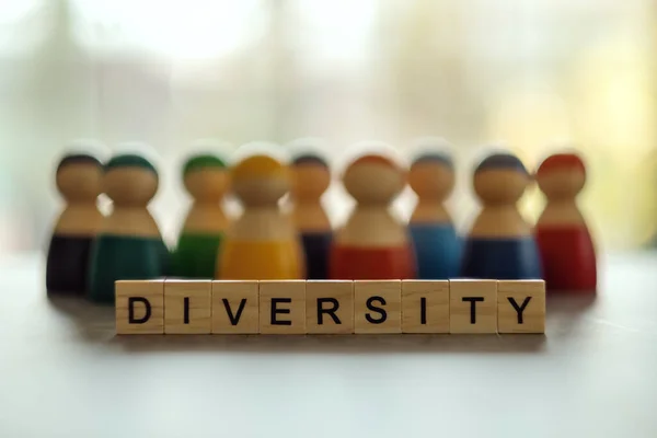Diversity Word Wooden Blocks Group Different People Background — 스톡 사진