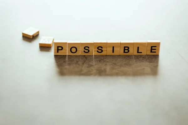 Wooden Blocks Word Impossible Possible Inspiration Motivation Concept — Stockfoto