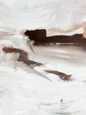 Beige and white landscape artwork. Modern contemporary art. 