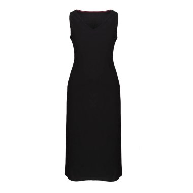 Siyah uzun elbise beyaz arkaplanda izole.