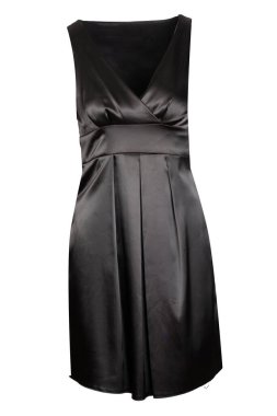 Klasik kolsuz siyah elbise beyazla izole edilmiş. Modaya uygun..