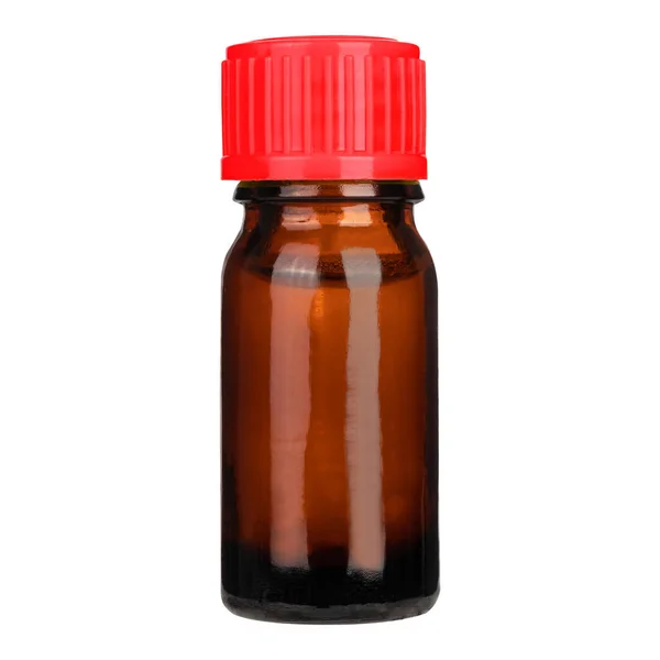 Color Ámbar Botella Vidrio Vacía Grado Farmacéutico Pequeño Con Tapa —  Fotos de Stock