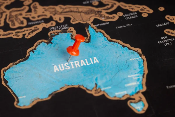Location Australia. Red pin on the map. Close-up Map of Australia.