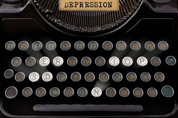 Pesan Tentang Depresi Masalah Mental Mesin Ketik Antik Konsep Cerita — Stok Foto