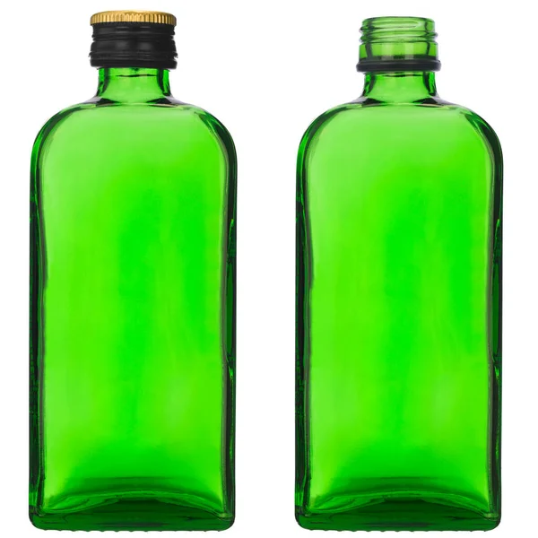 Зеленый Стеклянный Флакон Белом Фоне — стоковое фото