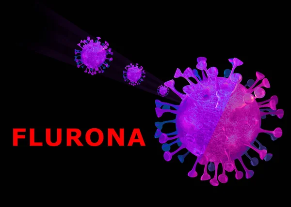 Flurona Double Infection Covid Flu Rendering Coronavirus Flu Virus Virology — Fotografia de Stock