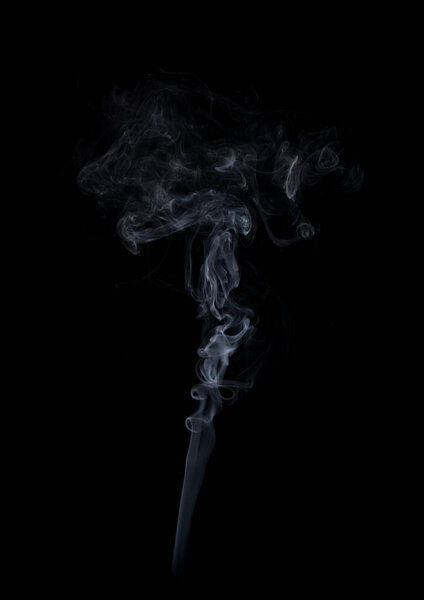 Movement of white smoke isolated on black background.