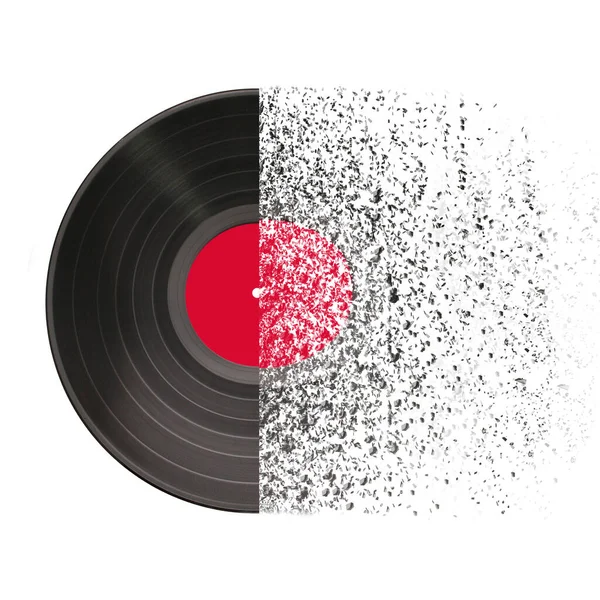 Disco Vinilo Dañado Efecto Explosión Destrucción Ilustración Conceptual Vinilo —  Fotos de Stock