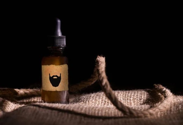 Beard Oil Photo Hairdressing Products Mockup Bottle Brown Bottle Dropper — Stock Photo, Image