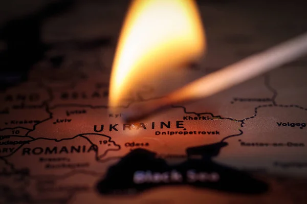 Arson Map Ukrainay Image Conceptuelle Ukraine Ciblage Sélectif Invasion Russe — Photo