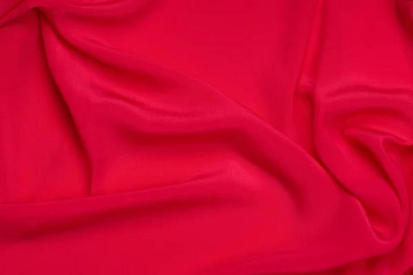 Sfondo Seta Rossa Sacco Pieghe Liscio Elegante Seta Rossa Raso — Foto Stock