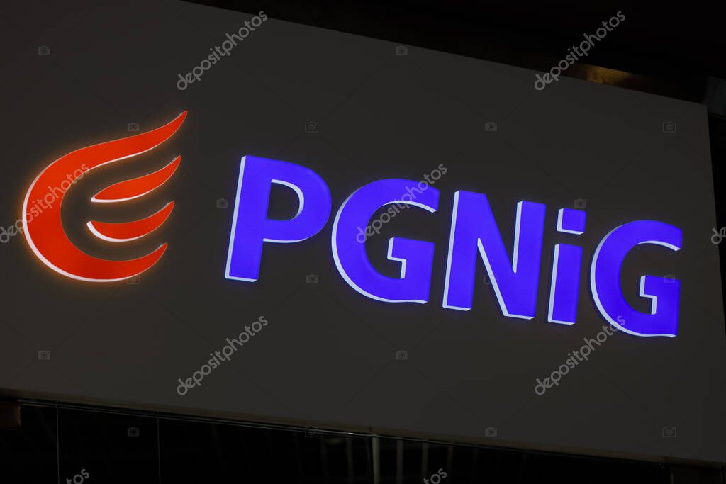 Poland, Poznan - April 10, 2022: Emblem of PGNiG on customer service in Poznan