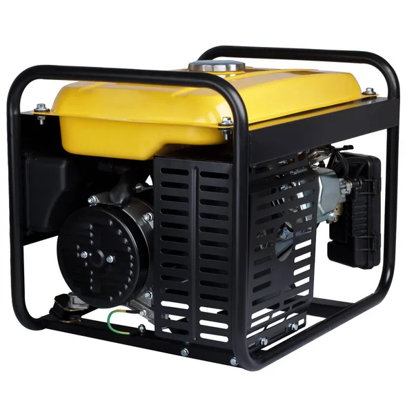 Gele Benzine Elektrische Generator Elektrische Wisselstroomgenerator Alternator Geïsoleerd Wit — Stockfoto