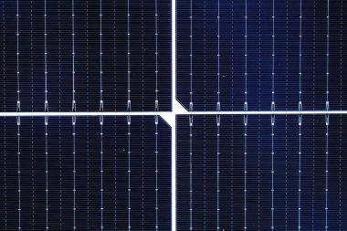 Güneş paneli ya da güneş hücresi dokusu arka planı. Ayrıntı