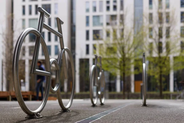 Designer Bike Parking Modern Style Metal Frames Shape Bicycle — Stock Photo, Image