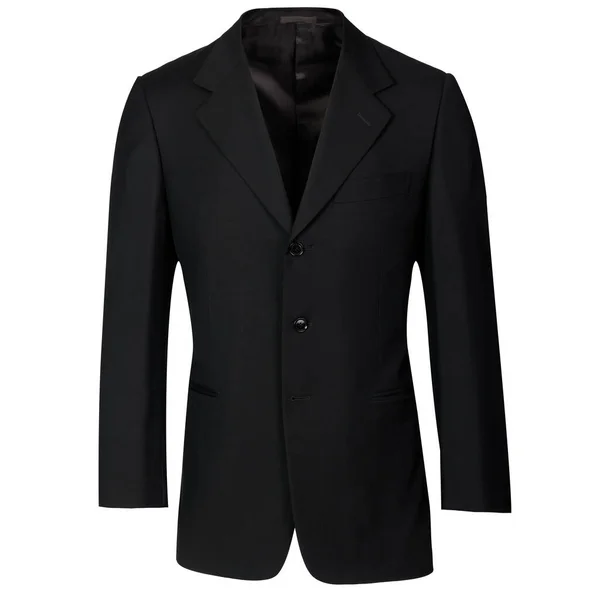 Mens Black Jacket Suit Isolated White Formal Elegant Style Dark — Zdjęcie stockowe