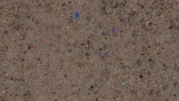 Kumda Mikro Plastik Küçük Plastik Parçacıkları Kirlenmiş Toprak Kum — Stok video