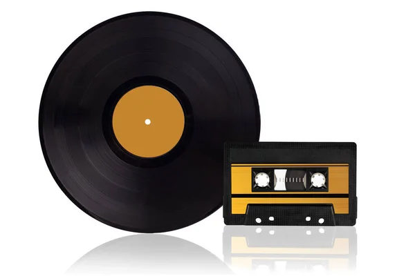 Music Audio Vinyl Tape Disc Vintage Isolated White Background — 图库照片