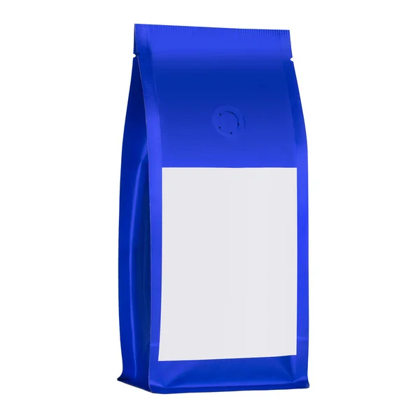 Blue Blank Matte Plastic Paper Bag Front View Isolated White — ストック写真