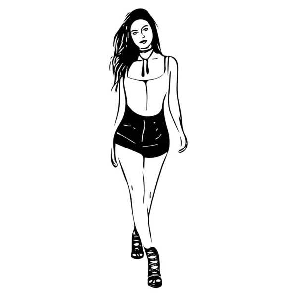 Sexy Girl Drawing Easy Graceful Walking Woman Self Confidence Strong — 图库照片