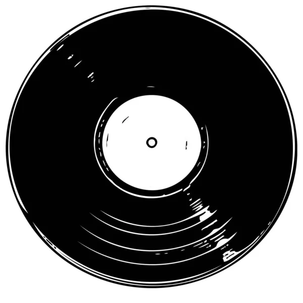 Vintage Vinyl Record Vector Musical Plate Isolated White Background Drawing — 图库矢量图片
