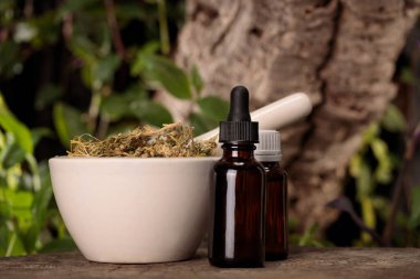 Kompozisyon - madicin alternatifi. Tıbbi marihuana özü, CBC. Düşüren ve havan topu .